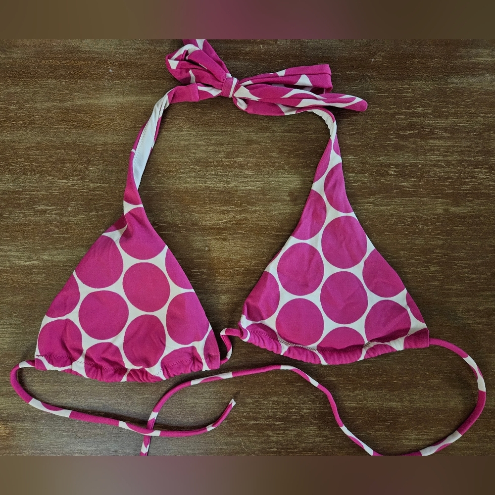 Victoria's Secret Pink and White Polla Dot Bikini Top Size Medium Swimsuit